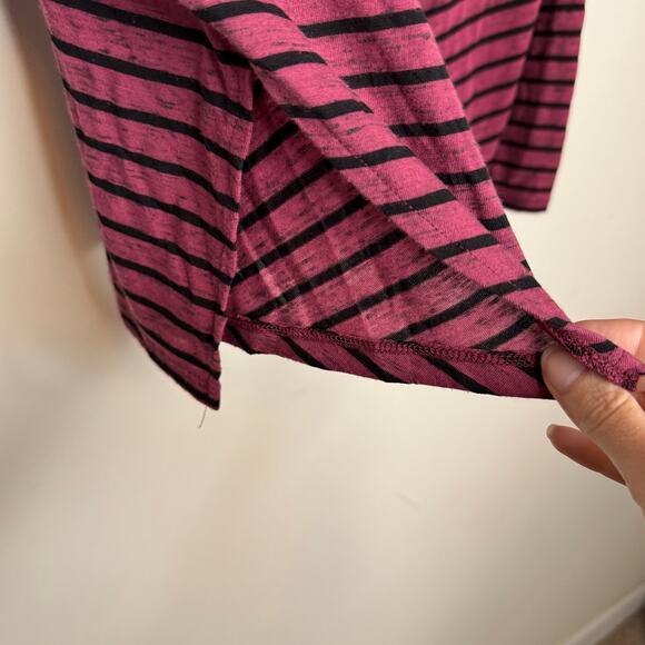 Free People We The Free Striped Oversized Long Sleeve Top Raspberry Black Small - Picture 6 of 10